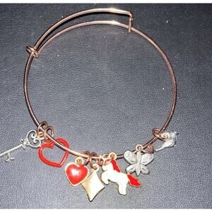 Goldtone Charm Bracelet Key Heart Unicorn Butterfly Bird